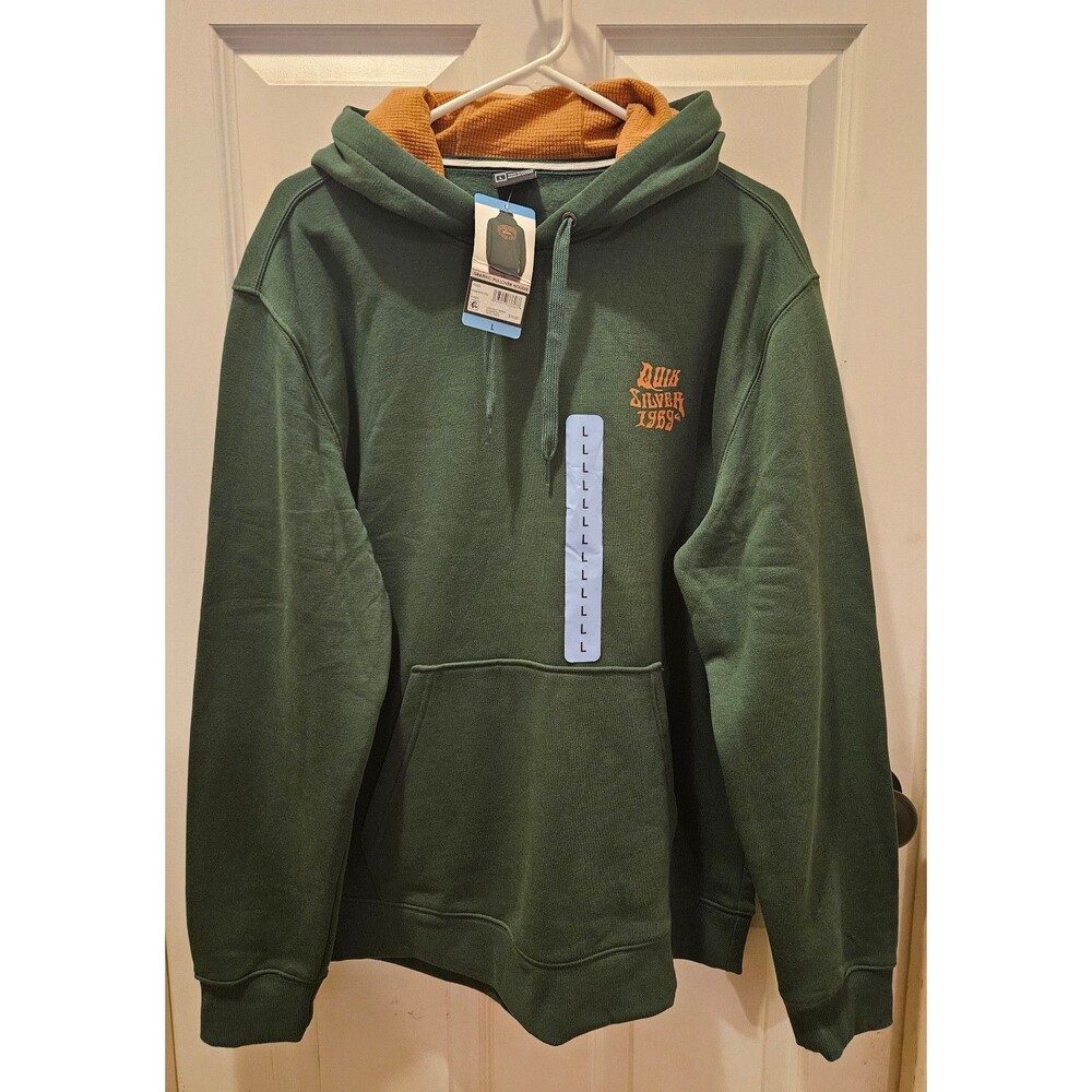 Quicksilver Mens Hoodie Size Large Green Tan Brown New with Tags